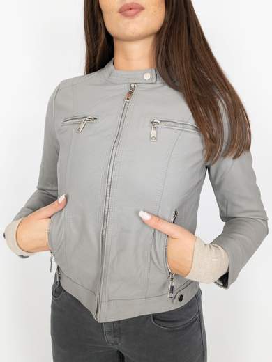 Giacca Ecopelle Corta Donna Slim Fit Con Manica Lunga E Zip