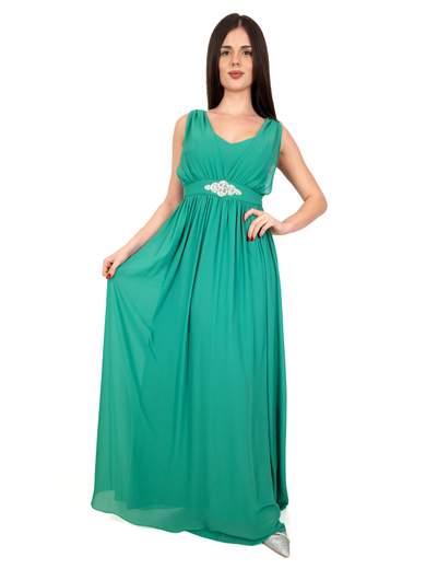 Abito Lungo Cerimonia Donna Stile Impero con Strass