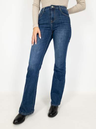 3D Denim Jeans A Zampa Donna Vita Alta Bootcut Elasticizzati Economici