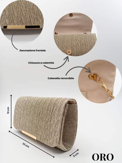 Pochette da cerimonia oro elegante in lurex