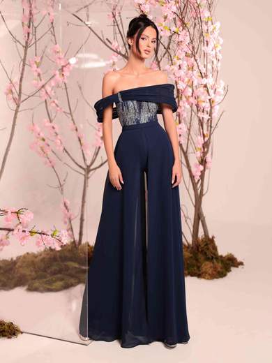 Bianca Brandi Jumpsuit elegante da cerimonia con corpetto in lurex e chiffon 29629