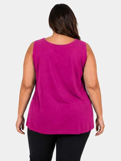 Canotta Curvy in Cotone con Spalline Larghe e Strass