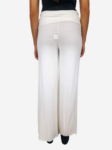 Pantaloni sportivi elasticizzati a palazzo in viscosa con fascia vita alta