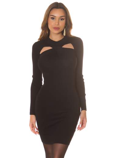 Women’s fitted knit dress with cut-out neckline
