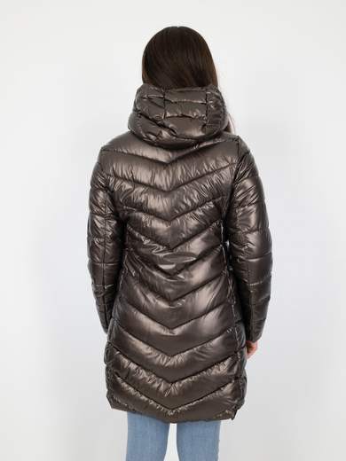 Piumino Lungo Al Ginocchio Donna Con Cappuccio Staccabile