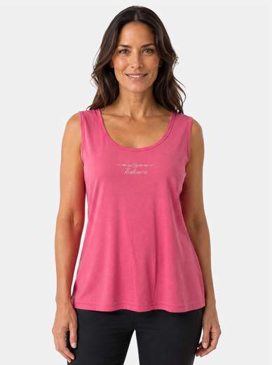 Women's Cotton Tank Top Perlarara with Rhinestones