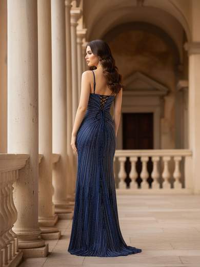 STRABELLO CERIMONIA Abito da cerimonia lungo elegante a sirena con strass e spacco laterale 83001K