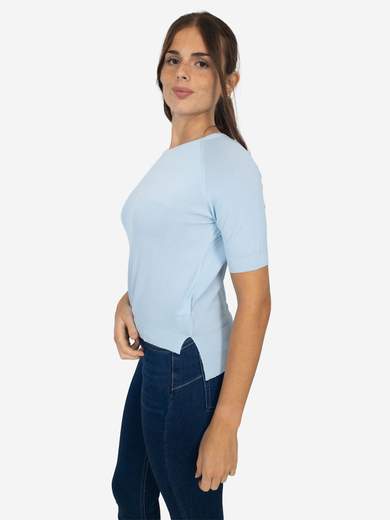 Kesy Women's slim fit crew neck top with side slits OL_11754