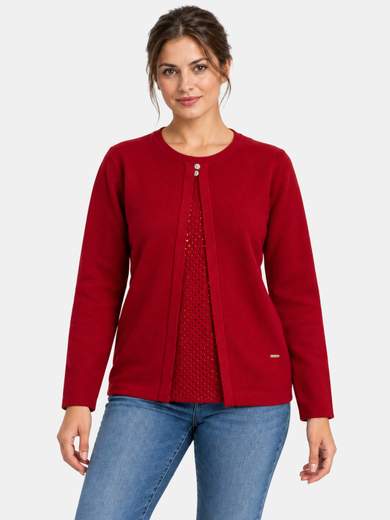 Maglia a girocollo finto twin set con strass
