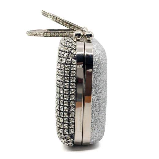 Pochette Cerimonia Argento Glitter e Strass