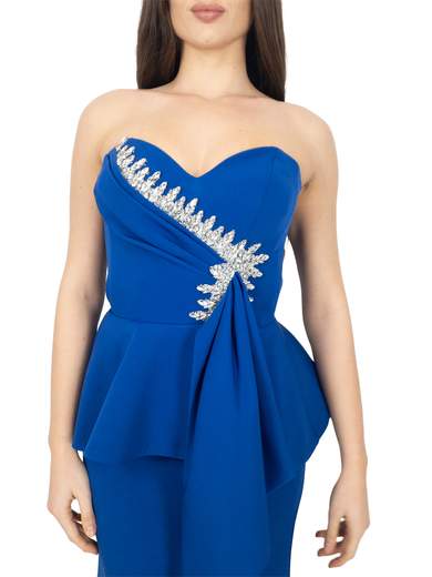 Abito da Sera a Sirena con Strass e Stola in Chiffon 29547