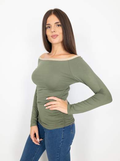 Bucle Maglia Scollo A Barchetta Lunga Donna Spalle Scoperte Aderente