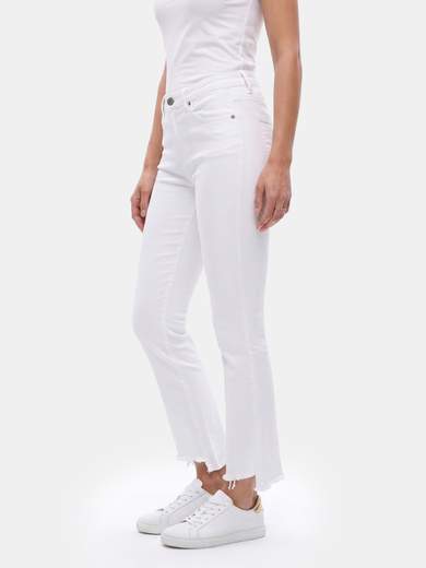Women's Stretch Crop Flare Jeans with Asymmetric Hem 3D-6826