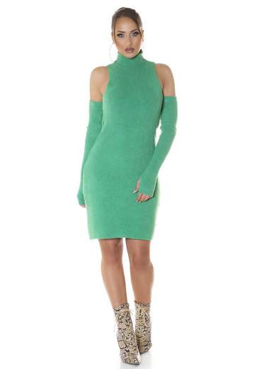 KOUCLA Abito Sexy in Maglia Fine con Guanti e Collo Alto 0000PU6812