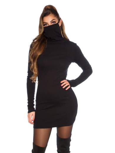 KOUCLA Maxi Maglia Vestito Con Mascherina Integrata Vestibilità Slim