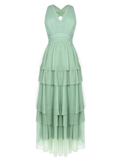 RINASCIMENTO Abito Cerimonia Lungo Donna Damigelle Balze E Tulle Incrociato