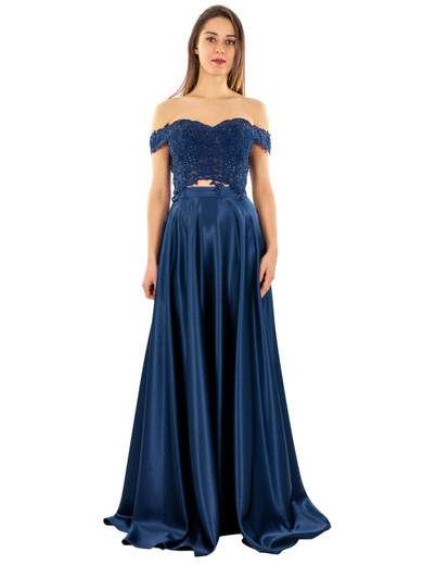 STRABELLO CERIMONIA Vestito Da Cerimonia Elegante Con Top Scollo Omerale E Gonna In Raso