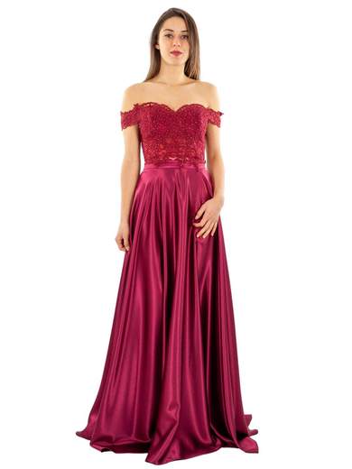 STRABELLO CERIMONIA Vestito Da Cerimonia Elegante Con Top Scollo Omerale E Gonna In Raso