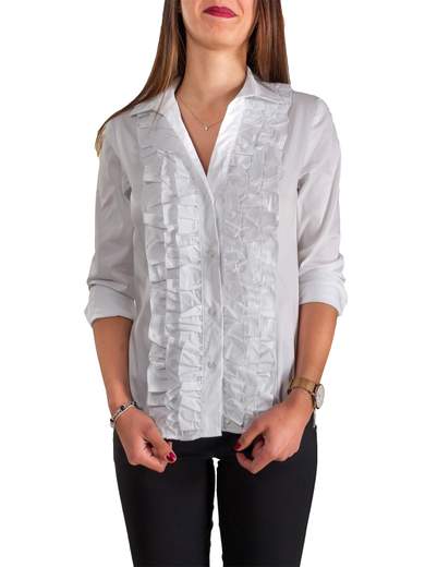 CARMEN Camicia con ruches elegante maniche lunghe DIAMANTE