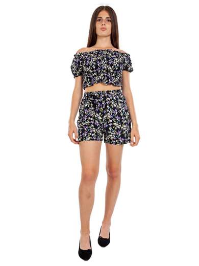 Completo Top E Pantaloncini Ragazza Fiorellini Elasticizzato