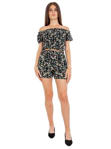 Completo Top E Pantaloncini Ragazza Fiorellini Elasticizzato