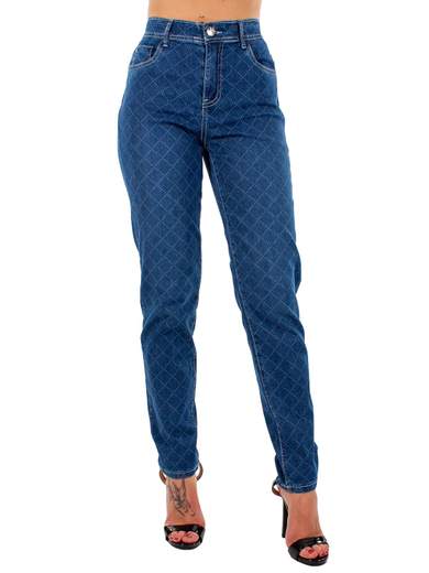 Emanuela Costa Jeans stampa geometrica vita alta EC6258