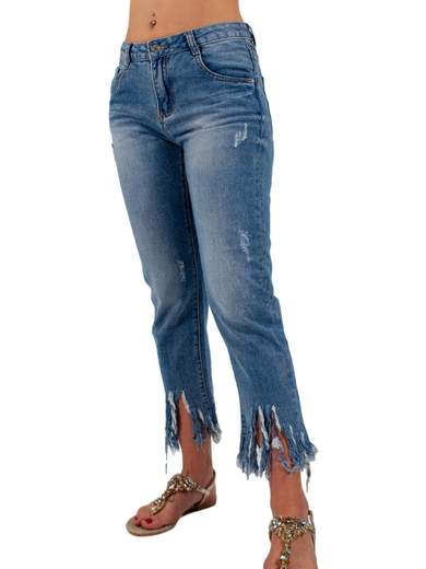 FARFALLINA Jeans capri destroyed L706