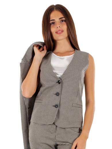 CARMEN Gilet Donna Smanicato Femminile Pied De Poule