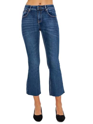 MISS BONBON Jeans Cropped Flare Donna Bootcut Elasticizzati