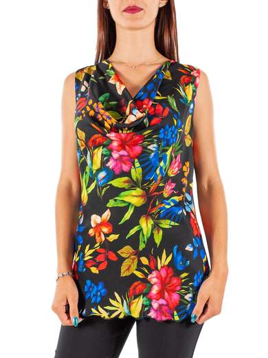 KITANA Top Donna Elegante Blusa Taglie Forti Curvy Scollo Drappeggiato