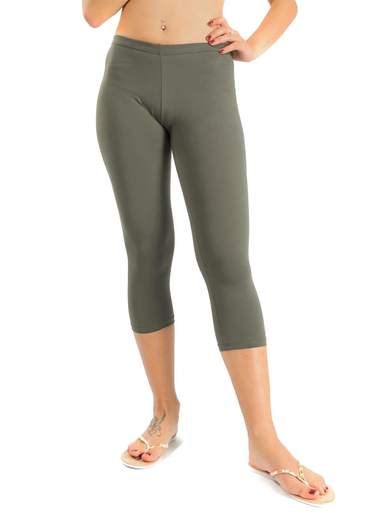 FAIRY BOUTIQUE Pantaloni Capri 3/4 Donna – Vita Elastica, 2 Tasche Laterali, Tessuto Morbido Cotone/elastan – Taglie UK 10-26 – Colore Foglia Di Tè, 50