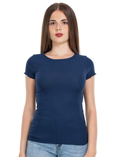 STRABELLO Maglia Estiva Donna A Maniche Corte A Coste Girocollo