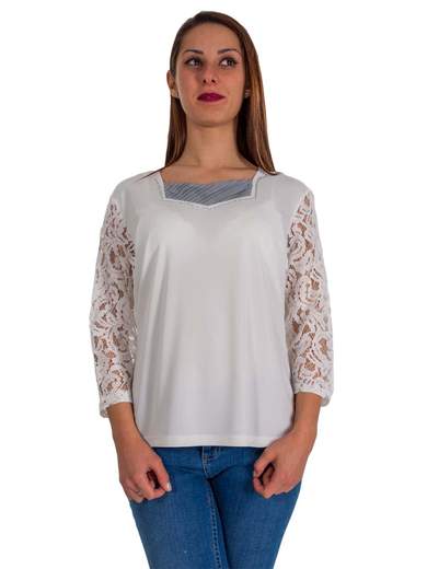 PERLA Blusa elegante per cerimonia taglie forti donna in pizzo