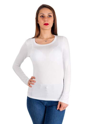 T Shirt Manica Lunga Donna Basic In Viscosa A Girocollo