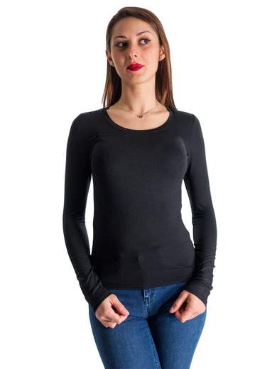 T Shirt Manica Lunga Donna Basic In Viscosa A Girocollo