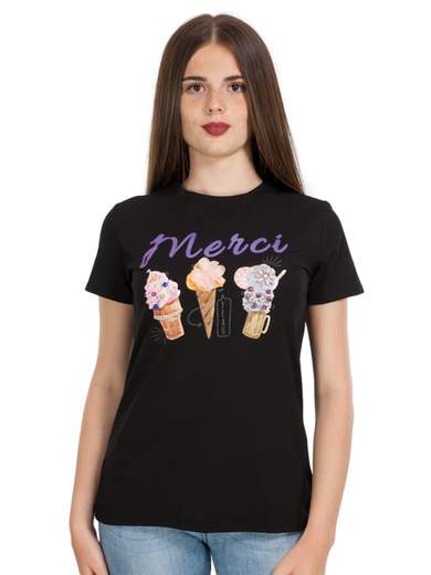 T Shirt Con Stampa Donna Cotone Maniche Corte Gelati J2221