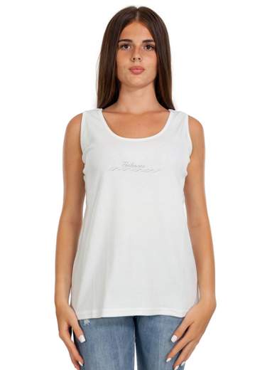T-shirt Senza Maniche Donna Cotone Regular Fit Ce74 Perlarara