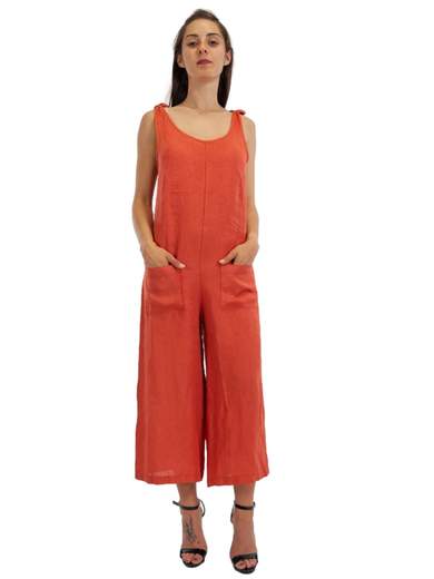 CARMEN Tuta Cavallo Basso Donna Intera Casual Jumpsuit In Lino