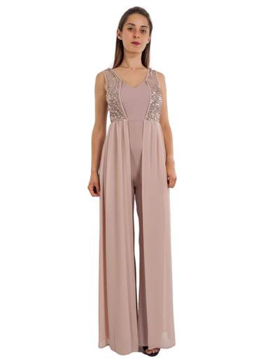 STRABELLO CERIMONIA Tuta Elegante Da Cerimonia Jumpsuit In Chiffon E Paillettes