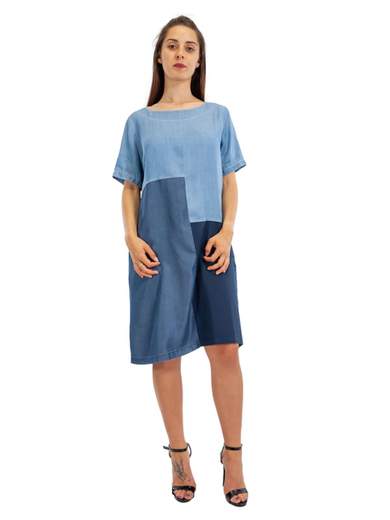 CARMEN Vestito Scollo A Barchetta Donna Corto Estivo In Cotone Da Giorno