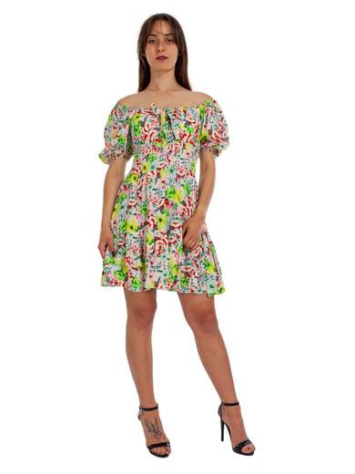 STRABELLO Vestito Con Manica A Sbuffo Donna Scollo Barchetta A Fiori