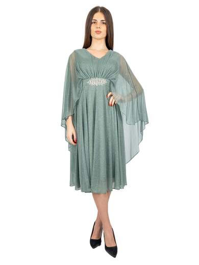 JEAN CRYÒ Abito Cerimonia Corto Glitterato In Chiffon Taglie Forti