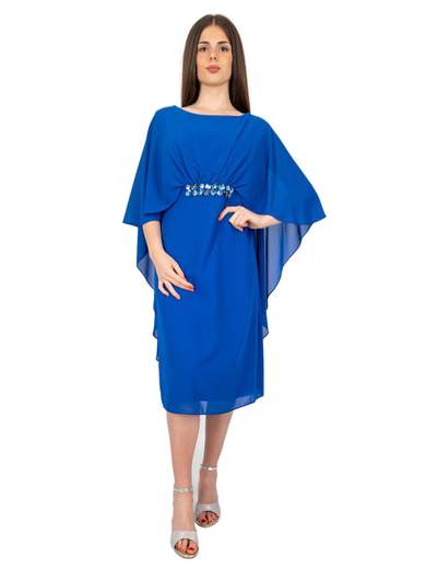 Sologioie Curvy Abito da Cerimonia Donna Stile Impero Curvy con Mantella e Gioiello 5C7200S5655