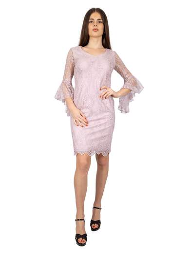 FRANK LYMAN Abito Da Cerimonia Corto Donna A Tubino In Pizzo Manica Lunga