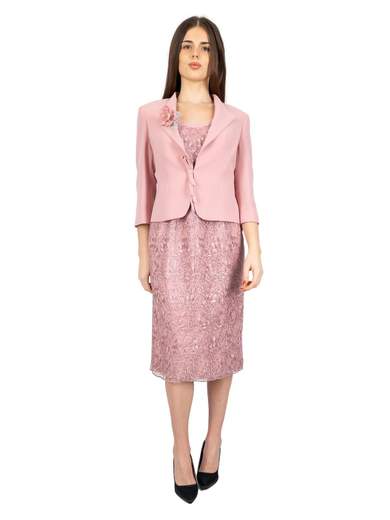 Bianca Brandi Curvy Abito Da Cerimonia Corto Donna Elegante In Pizzo Con Giacca