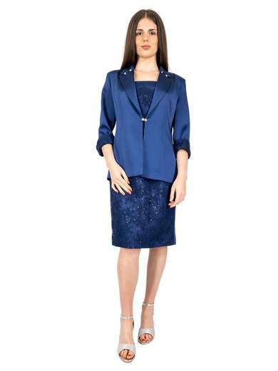 Sologioie Curvy Abito Da Cerimonia Per Signora Corto Elegante Curvy In Pizzo