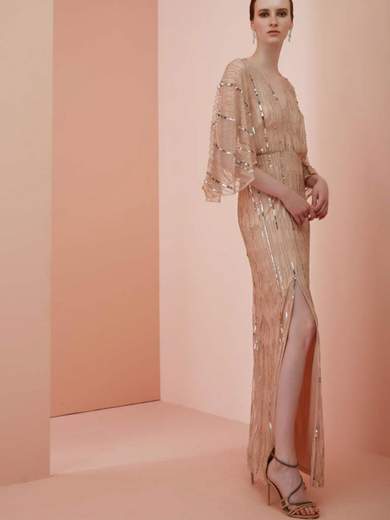 ALLURE Abito Lungo Cerimonia Donna Con Spacco Elegante Con Paillettes