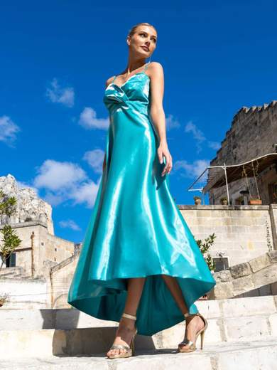 SISTE'S Vestito Lungo Elegante Cerimonia Donna Stile Impero Svasato