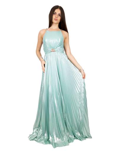 MAESTRI Abito Lungo Stile Impero Donna Plissettato Scollo Americana