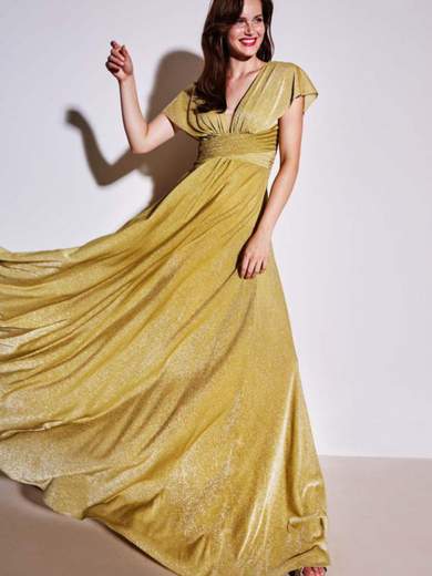 Abito stile impero taglie forti lungo elegante donna glitterato